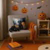 Black Labrador Retriever Puppy Halloween Throw Pillow Machine Washable, Indoor Outdoor Decorative Pillow for Couch, Bed or Patio, 14Hx14W
