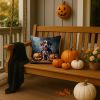 German Shorthaired Pointer Puppy Halloween Throw Pillow Machine Washable, Indoor Outdoor Decorative Pillow for Couch, Bed or Patio, 14Hx14W