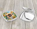 Pekingese in Sunflowers Compact Mirror Decorative Travel Makeup Mirror for Women Girls Gifts Pocket Makeup Mirror Folding Handheld
