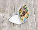 Pekingese in Sunflowers Compact Mirror Decorative Travel Makeup Mirror for Women Girls Gifts Pocket Makeup Mirror Folding Handheld
