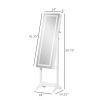 HOMCOM Lockable Jewelry Cabinet with Full-Length Mirror Adjustable White Floor Standing Organizer