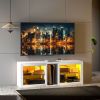 HOMCOM TV Stand Center for 55" with LED Lights and Power Outlets TV Television Cabinet with Adjustable Shelves High Gloss White