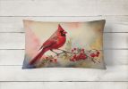 Watercolor Birds Throw Pillow Throw Pillow for Indoor Couch Bed Outdoor Patio Washable, Cardinal 3199,12Hx16W