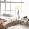 HOMCOM Black Standing Lamp with Fabric Shade 59.75" Steel Tripod for Living Room