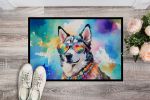NEW Siberian Husky Hippie Dawg Doormat Front Door Mat Indoor Outdoor Rugs for Entryway, Non Slip Washable Low Pile, 18H X 27W