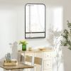 HOMCOM 34x21" Contemporary Wall Mirror with Shelf, Square, Black, for Living Room, Bedroom