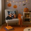 Bernedoodle Puppy Halloween Throw Pillow Machine Washable, Indoor Outdoor Decorative Pillow for Couch, Bed or Patio, 14Hx14W