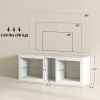 HOMCOM TV Stand Center for 55" with LED Lights and Power Outlets TV Television Cabinet with Adjustable Shelves High Gloss White