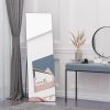 HOMCOM Full-Length Dressing Mirror, Black, Aluminum Frame, Versatile Floor or Wall Mount, Bedroom, Living Room
